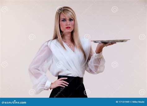 Waitress Blank Tray Stock Image Image Of Feminine Pretty 17131949