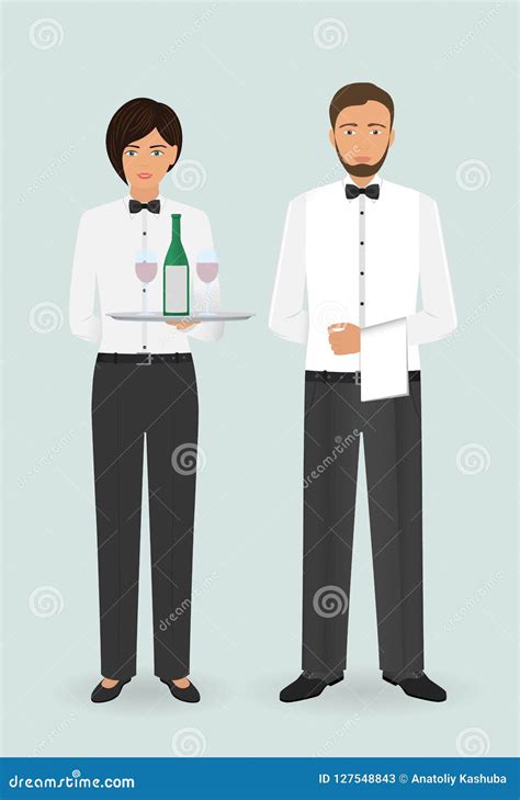 Food Service Occupation Staff Couple Of Male Waiter And Female