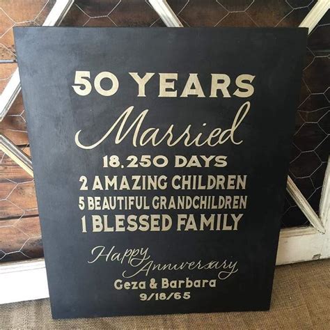 “50 Year Wedding Anniversary Custom Sign In Gold And Black The 50th