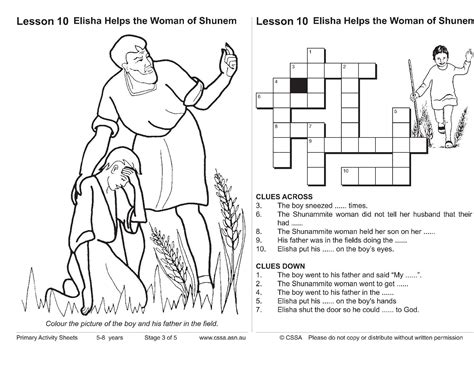 Elisha Helps The Woman Of Shunem Cssa Primary Stage 3 Lesson 10