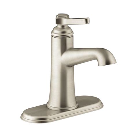 The design of the tempered bathroom faucet collection balances strong, squared edges and steep angles with flowing minimalist lines. KOHLER Georgeson Single Hole Single Handle Water-Saving ...