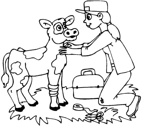 Veterinarian And A Cow Coloring Page Free Printable Coloring Pages