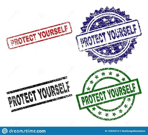 Grunge Textured Protect Yourself Seal Stamps Stock Vector
