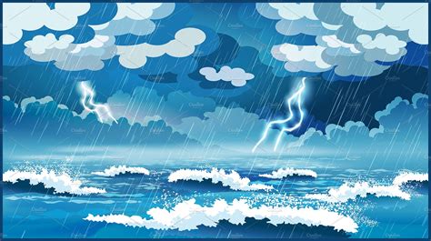 Storm At Sea Illustrations Creative Market