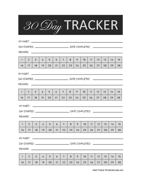 Printable 30 Day Habit Tracker Free Printable Templates