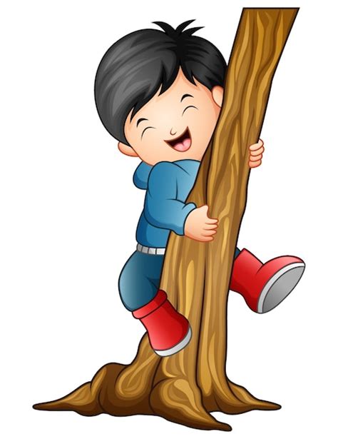 Premium Vector Vector Illustration Of Boy Climbing The Tree