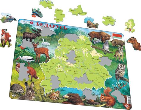 Belarus bordering countries belarus is located in eastern europe. Rahmenpuzzle - Karte und Tierwelt von Belarus (Russisch ...