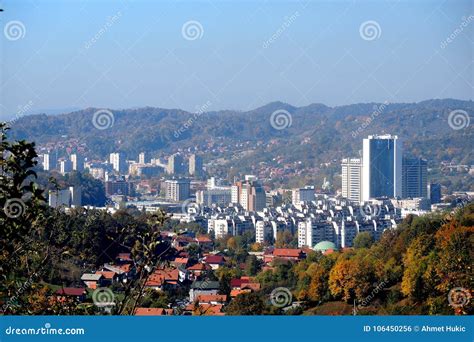 Panoramic View Of City Of Tuzla From The East Stock Photo Image Of