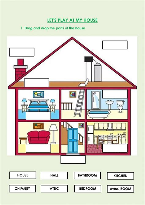 Parts Of The House Interactive Worksheet Esl Lesson Plans