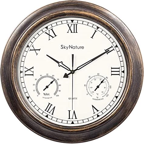 Waterproof Outdoor Clock 18 Inch Large Outdoor Clocks With Thermometer