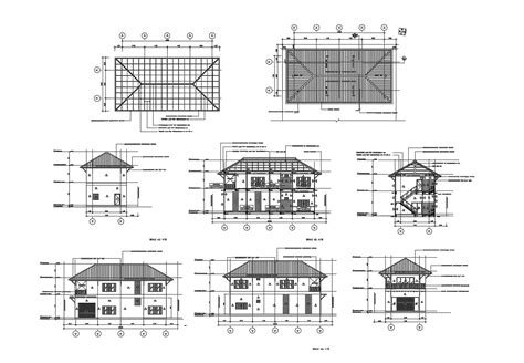 Autocad Drawing Of Roof Plan With Sections And Elevation Cadbull