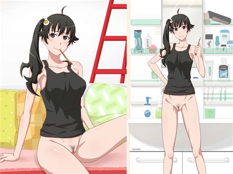 Team Tango Araragi Karen Monogatari Series Highres Tagme 1girl Ahoge Black Eyes Black