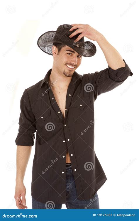 Cowbabe In Black Holding Hat Stock Image Image Of Expression Lasso