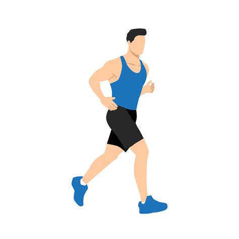 Muscular Adult Man Running Or Jogging Workout Excercise Marathon