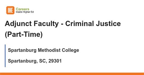 Adjunct Professor Of Criminal Justice Job With Spartanburg Methodist
