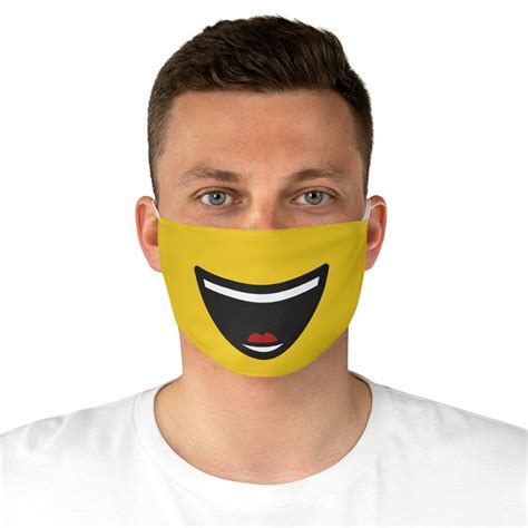 Block Man Laugh Face Mask Funny Smile Face Mask For Adults Etsy