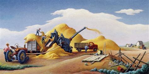Thomas Hart Benton Wheat Threshing On The High Plains Oil Painting