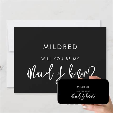 Contemporary Black Maid Of Honor Proposal Card Zazzle