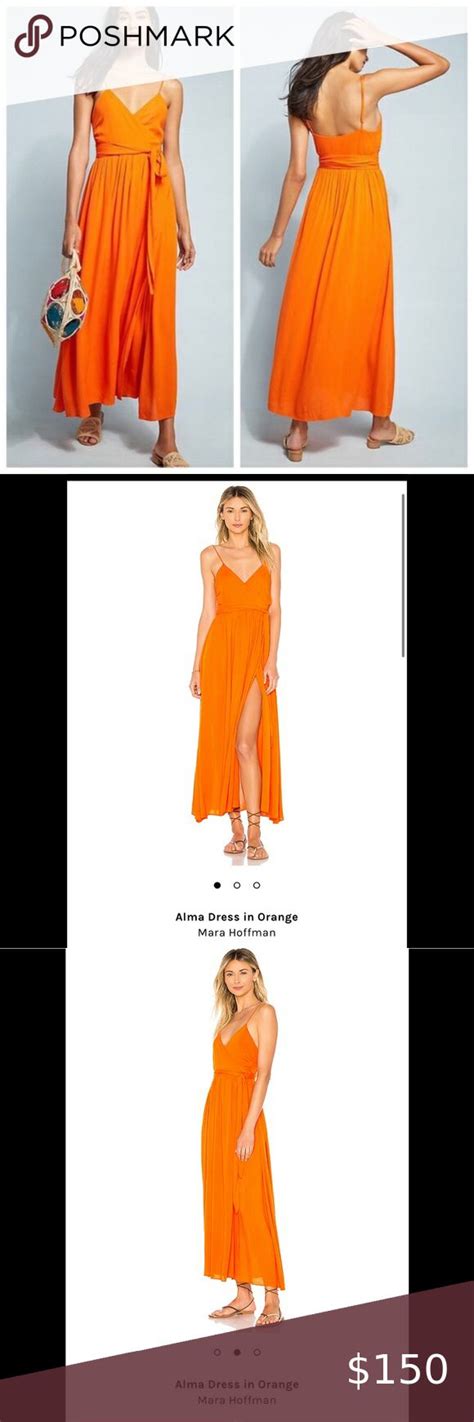 Nwt Mara Hoffman Orange Alma Midi Wrap Dress S Midi Wrap Dress Wrap Dress Mara Hoffman