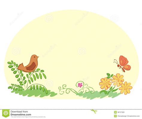 Light Yellow Background With Flora And Fauna Stock Vector
