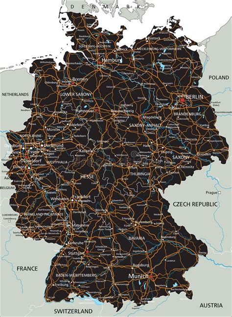 Szczegółowa Mapa Niemcy Z Regionami Stany Lub Miasta Capitals Flaga