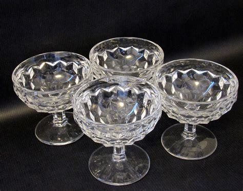 Fostoria American Clear Vintage Low Footed Sherbet Glasses Set Of 4 American