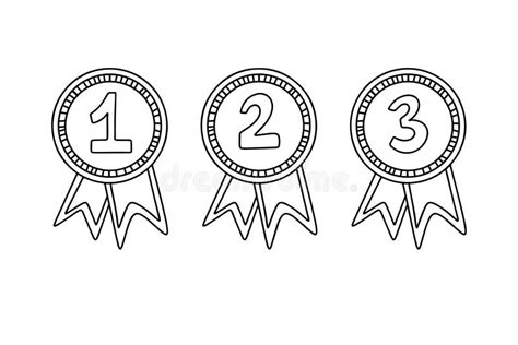 Winner Award Hand Drawn Outline Doodle Icon Round Label Badge Stock
