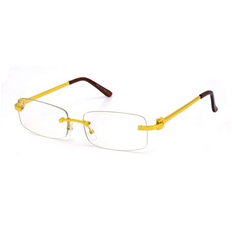 men s elegant sophisticated square gold rimless frame clear lens eye glasses new ebay