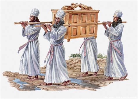 Illustration Of Four Priests Carrying The Ark Of The Covenant And