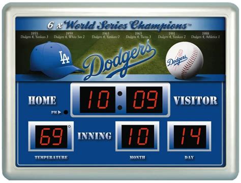 Los Angeles Dodgers Clock 14x19 Scoreboard Detroit Game Gear