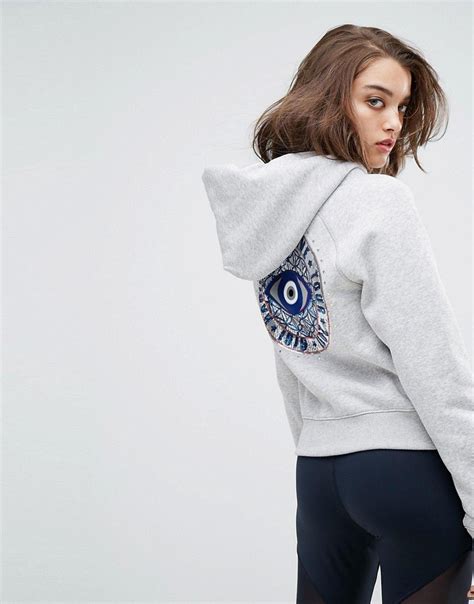 Gigi Hadid Graphic Crop Hoody Gray Sweatshirts Women Fashion Grey