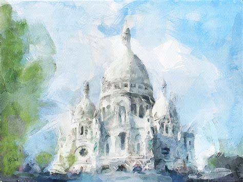 Basilique Du Sacre Coeur Paris Digital Watercolor From My Flickr