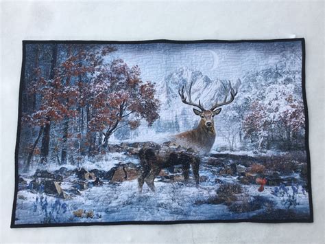 Mountain Stagdeer Quilt Fabric Panel Trophy Buck Quilted Etsy Deer