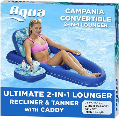 Aqua Pool Float With Canopy Cup Holder Oversized Luxury Recliner Swimming Pool Floating