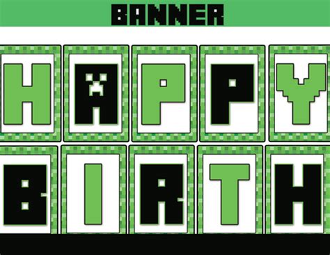 Wish your gamer a happy birthday in a minecraft inspired font! 8-Bit Birthday Banner, Minecraft Party Ideas - INSTANT ...