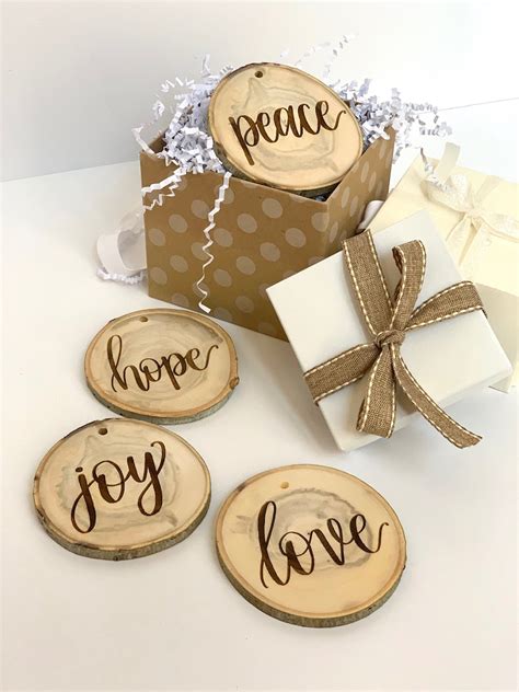 set of 4 hope peace love joy ornaments christmas ornaments etsy