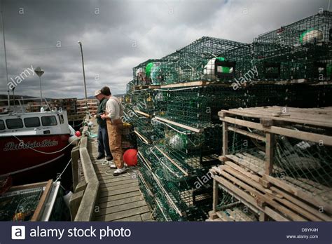 Lobster Traps Sit On A Small Wharf That Hosts Some Local Lobster