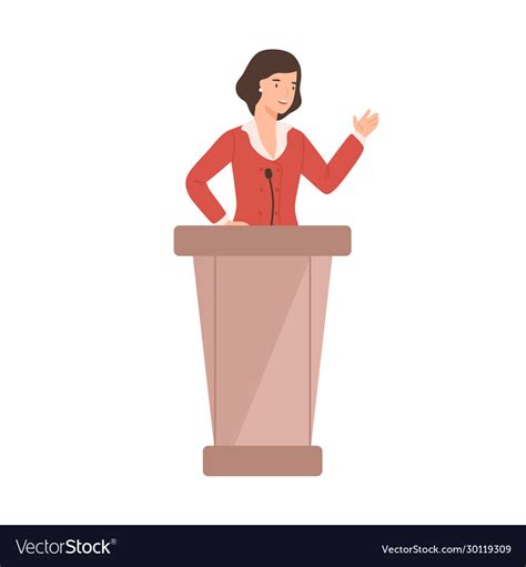 Cartoon Female Politician Perform In Front Vector Image