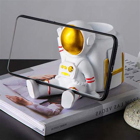 Funny Astronaut Cell Phone Holder Stand Pen Holder Office Etsy Uk