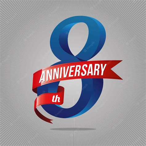 Logotipo De Celebración De Aniversario De 8 Años Vector Premium