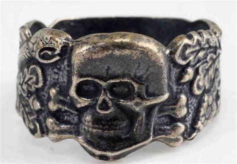 Lot Wwii Third Reich German Ss Totenkopf Silver Ring