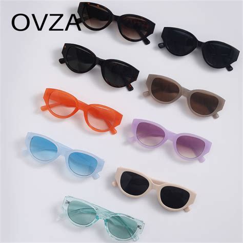 Ovza Oval Vintage Kacamata Hitam Untuk Wanita 2023 Pria Kacamata Hitam Cantik Warna Permen