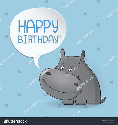 Cute Happy Birthday Card Hippopotamus Babies Stock Vector Royalty Free