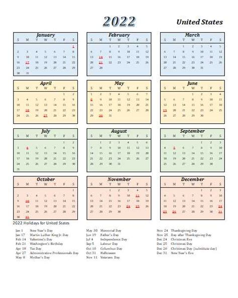 2022 Ka Holiday Calendar Calendar Printables Free Blank