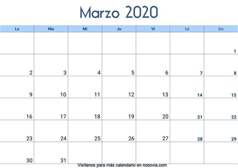 Calendario Marzo 2020 Para Imprimir ¡descárgalo Gratis