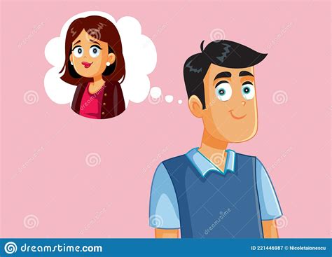 In Love Man Thinking Of His Girlfriend Stock Vector Illustration Of Fantasizing Female 221446987