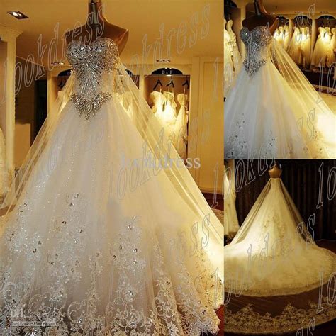 Wholesale Romantic Dreaming A Line Sexy Classic Lace White Beaded Train Floor Length Wedding