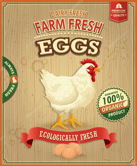 Vintage Farm Fresh Eggs Poster Design — Stock Vector © Donnay 76198839