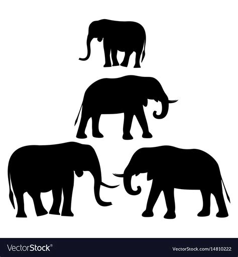 Silhouettes African Elephants Royalty Free Vector Image