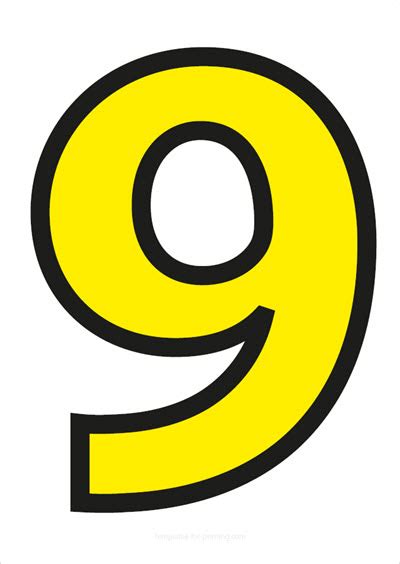 Yellow Numbers With Black Contours For Printing Templates For Printing